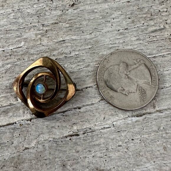 Antique Gold Fill Opal Swirl Design Brooch - Picture 8 of 8